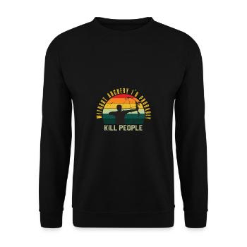 Lustiger Bogensport Spruch Bogenschießen - Unisex Pullover - Schwarz - Vorne - Alina (178cm) & Michal (187cm)
