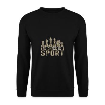 Lusitger Schachspieler Spruch I Schach - Unisex Pullover - Schwarz - Vorne - Alina (178cm) & Michal (187cm)