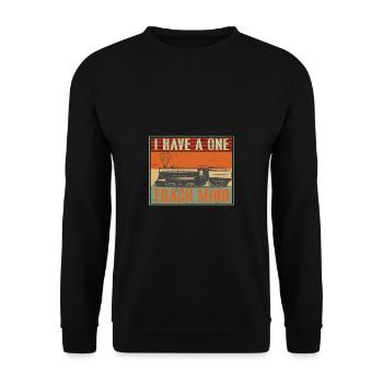 Lokführer Bahn Design I Model Eisenbahn - Unisex Pullover - Schwarz - Vorne - Alina (178cm) & Michal (187cm)