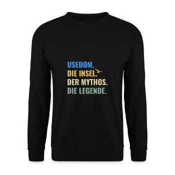 Usedom. Die Insel. Der Mythos. Die Legende Ostsee - Unisex Pullover - Schwarz - Vorne - Alina (178cm) & Michal (187cm)