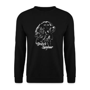 DEUTSCH LANGHAAR Jagdhund Jagdhunde Hunde Wilsigns - Unisex Pullover - Schwarz - Vorne - Alina (178cm) & Michal (187cm)