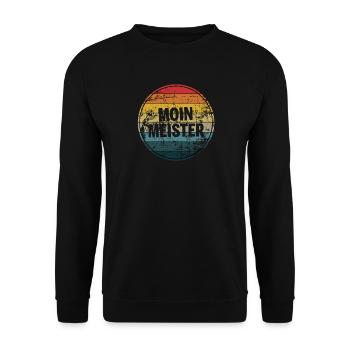 Moin Meister Retro Handwerk Geselle Azubi Geschenk - Unisex Pullover - Schwarz - Vorne - Alina (178cm) & Michal (187cm)