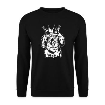 Rauhaardackel Teckel Krone Hunde Hund Wilsigns - Unisex Pullover - Schwarz - Vorne - Alina (178cm) & Michal (187cm)