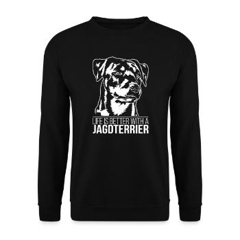 Jagdterrier life is better Dogs Dog Wilsigns - Unisex Sweatshirt - black - Front - Alina (178cm) & Michal (187cm)