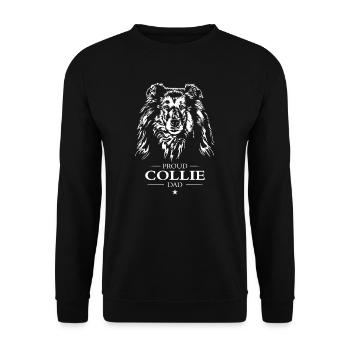 Collie Dad Hunde Hund Langhaarcollie Wilsigns - Unisex Pullover - Schwarz - Vorne - Alina (178cm) & Michal (187cm)