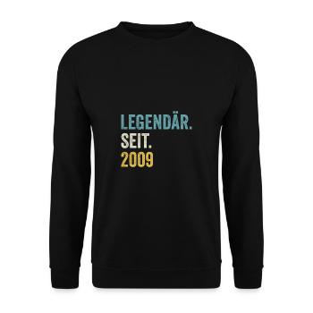 14 Jahre Legendär Seit 2009 14. Geburtstag - Unisex Pullover - Schwarz - Vorne - Alina (178cm) & Michal (187cm)