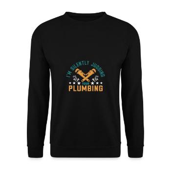 Handwerker Installateur Spruch Klempner - Unisex Pullover - Schwarz - Vorne - Alina (178cm) & Michal (187cm)