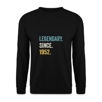 72. Geburtstag 72 Jahre Legendary Since 1952 - Unisex Pullover - Schwarz - Vorne - Alina (178cm) & Michal (187cm)
