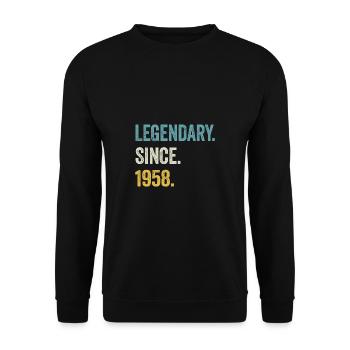 66. Geburtstag 66 Jahre Legendary Since 1958 - Unisex Pullover - Schwarz - Vorne - Alina (178cm) & Michal (187cm)