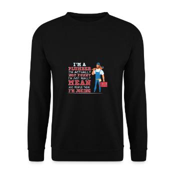 Handwerker Installateur Spruch Klempner - Unisex Pullover - Schwarz - Vorne - Alina (178cm) & Michal (187cm)