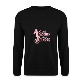 Einradfahrerin Coole Mädchen Fahren Einrad - Unisex Pullover - Schwarz - Vorne - Alina (178cm) & Michal (187cm)