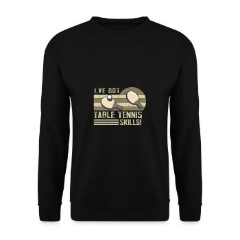Lustiger Tischtennis Spruch Tischtennis - Unisex Pullover - Schwarz - Vorne - Alina (178cm) & Michal (187cm)