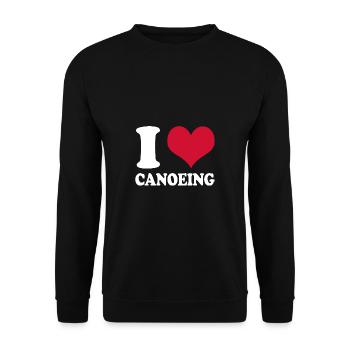 Kanu Kanufahren I Love Canoeing Kanufahrer - Unisex Pullover - Schwarz - Vorne - Alina (178cm) & Michal (187cm)