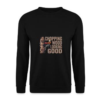 Woodworking Chopping Wood Looking Good Lumberjack - Unisex Sweatshirt - black - Front - Alina (178cm) & Michal (187cm)