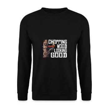 Woodworking Chopping Wood Looking Good Lumberjack - Unisex Sweatshirt - black - Front - Alina (178cm) & Michal (187cm)