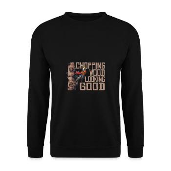 Woodworking Chopping Wood Looking Good Lumberjack - Unisex Sweatshirt - black - Front - Alina (178cm) & Michal (187cm)