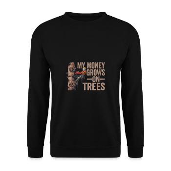 Woodworking My Money Grows On Trees Lumberjack - Unisex Sweatshirt - black - Front - Alina (178cm) & Michal (187cm)