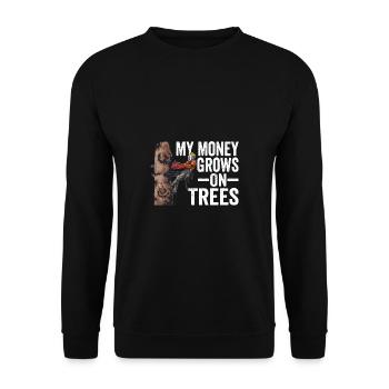 Woodworking My Money Grows On Trees Lumberjack - Unisex Sweatshirt - black - Front - Alina (178cm) & Michal (187cm)