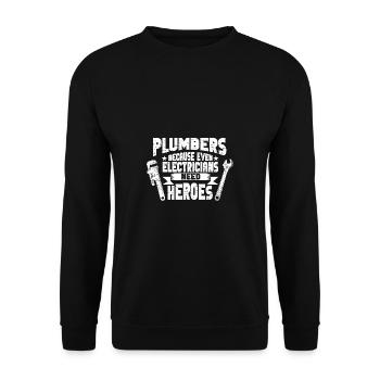 Handwerker Installateur Spruch Klempner - Unisex Pullover - Schwarz - Vorne - Alina (178cm) & Michal (187cm)