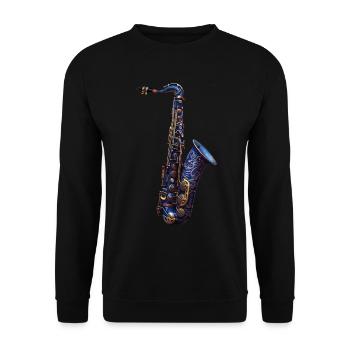 Saxophon - Unisex Pullover - Schwarz - Vorne - Alina (178cm) & Michal (187cm)