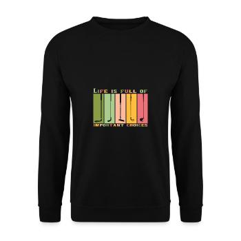 Golf Geschenk Witz Golfspieler Golfer - Unisex Pullover - Schwarz - Vorne - Alina (178cm) & Michal (187cm)