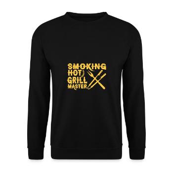 Lustiger Grill-Spruch I Grillen Motiv - Unisex Pullover - Schwarz - Vorne - Alina (178cm) & Michal (187cm)
