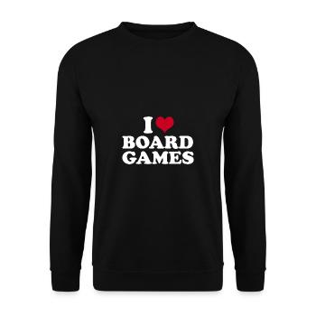 I Love Board Games Brettspiel - Unisex Pullover - Schwarz - Vorne - Alina (178cm) & Michal (187cm)