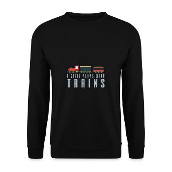 Lokführer Bahn Design I Model Eisenbahn - Unisex Pullover - Schwarz - Vorne - Alina (178cm) & Michal (187cm)