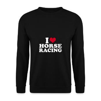 I Love Horse Racing - Unisex Pullover - Schwarz - Vorne - Alina (178cm) & Michal (187cm)