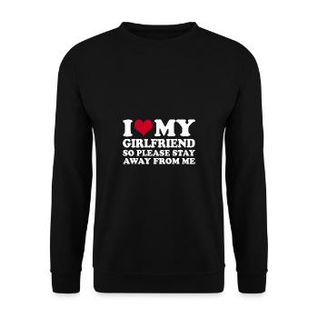 I Love My Girlfriend So Please Stay Away From Me - Unisex Sweatshirt - black - Front - Alina (178cm) & Michal (187cm)