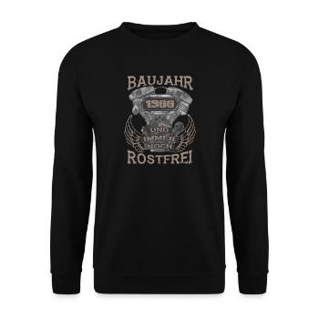 Baujahr und immer noch Rostfrei 1966 - Unisex Pullover - Schwarz - Vorne - Alina (178cm) & Michal (187cm)