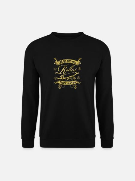 Funny Weihnachts Teigrolle Teig Kekse Backen - Unisex Pullover - Schwarz