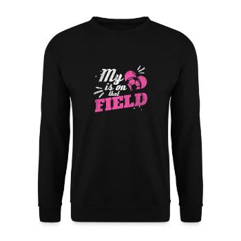 My heart is on the football field - gift - Unisex Sweatshirt - black - Front - Alina (178cm) & Michal (187cm)