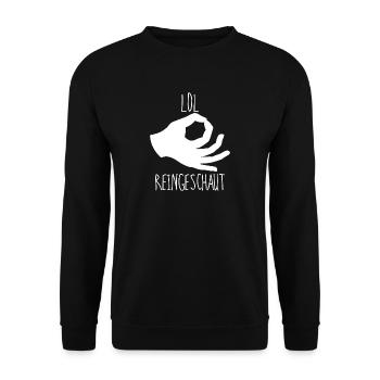 Lol reingeschaut hallo i bims Geschenk - Unisex Pullover - Schwarz - Vorne - Alina (178cm) & Michal (187cm)