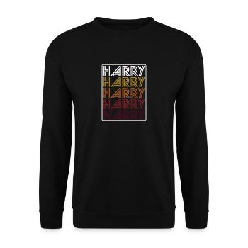 Harry Retro Wordmark Pattern - Unisex Pullover - Schwarz - Vorne - Alina (178cm) & Michal (187cm)