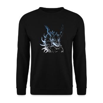 Epischer Blauer Drache - Motiv - Unisex Pullover - Schwarz - Vorne - Alina (178cm) & Michal (187cm)