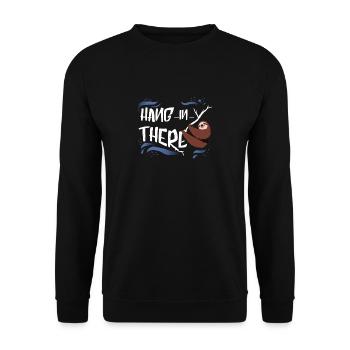 Hang in There Faultier - Unisex Pullover - Schwarz - Vorne - Alina (178cm) & Michal (187cm)