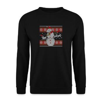 Dabbing Snowman Ugly Shirt - Unisex Pullover - Schwarz - Vorne - Alina (178cm) & Michal (187cm)