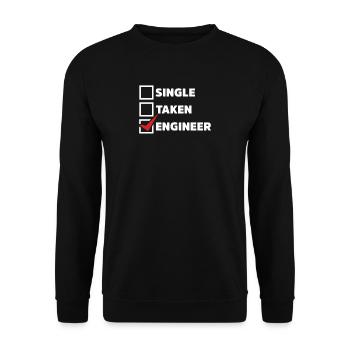 Single Taken Engineer - Unisex Pullover - Schwarz - Vorne - Alina (178cm) & Michal (187cm)
