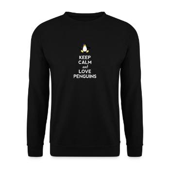 keep calm love Pinguine Linux nerd computer cpu lo - Unisex Pullover - Schwarz - Vorne - Alina (178cm) & Michal (187cm)