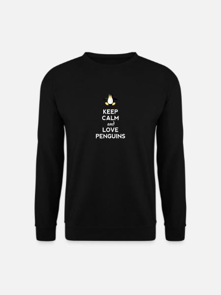 keep calm love Pinguine Linux nerd computer cpu lo - Unisex Pullover - Schwarz