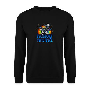 Heavy Metal Musik Einhorn Pony Regenbogen Pink Fan - Unisex Pullover - Schwarz - Vorne - Alina (178cm) & Michal (187cm)