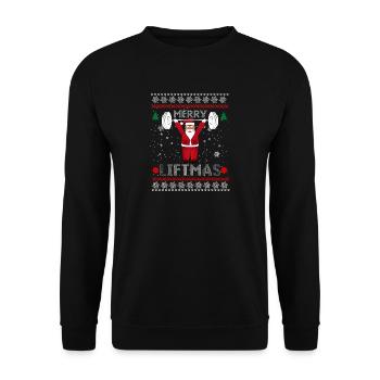 Santa Merry Liftmas Fitness bodybuilder Sport - Sweat-shirt Unisexe - noir - Devant - Alina (178cm) & Michal (187cm)