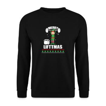Elf Merry Liftmas bodybuilder Fitness Sports - Sweat-shirt Unisexe - noir - Devant - Alina (178cm) & Michal (187cm)