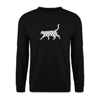 Cute Christmas Cat Katze Weihnachten Geschenk Xmas - Unisex Pullover - Schwarz - Vorne - Alina (178cm) & Michal (187cm)