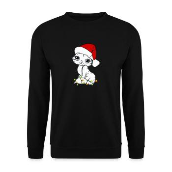 Cute Christmas Cat Katze Weihnachten Geschenk Xmas - Unisex Pullover - Schwarz - Vorne - Alina (178cm) & Michal (187cm)