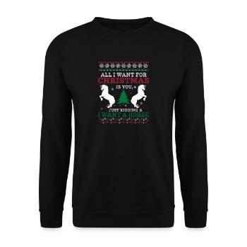 All I Want - Horse Christmas Ugly Sweater Gift - Unisex Sweatshirt - black - Front - Alina (178cm) & Michal (187cm)