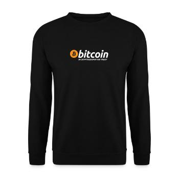 Bitcoin cryptocurrency tshirt - Unisex Pullover - Schwarz - Vorne - Alina (178cm) & Michal (187cm)