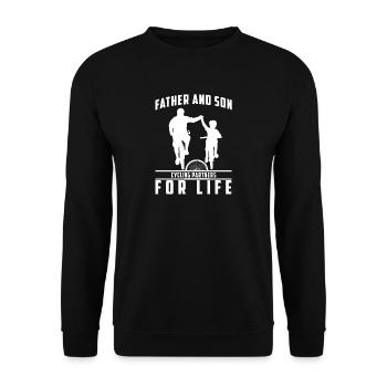 Vater und Sohn - Papa und Sohn Fahrrad Geschenk - Unisex Pullover - Schwarz - Vorne - Alina (178cm) & Michal (187cm)