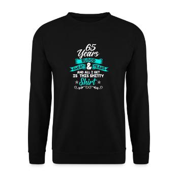 Anniversaire 65 ans · chemise · anniversaire · drôle - Sweat-shirt Unisexe - noir - Devant - Alina (178cm) & Michal (187cm)
